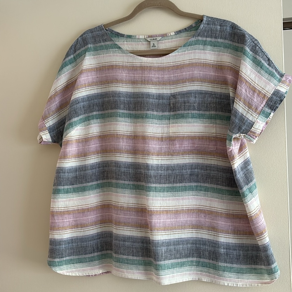 Gorgeous LLBean striped linen top  Size XL
